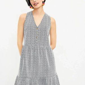 LOFT Textured Button Flounce Dress XS